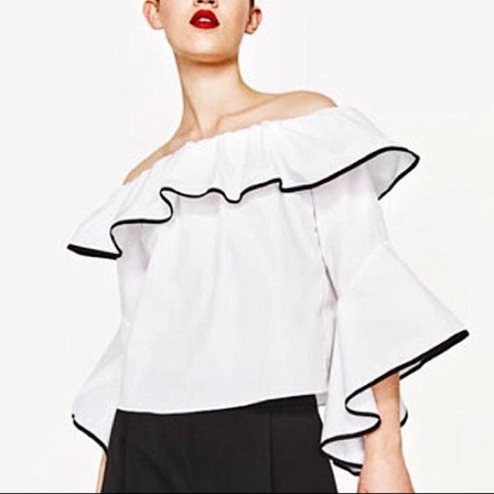NEW! Zara Basic Off the Shoulder Crop Top Size XS - Picture 6 of 6